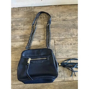 Aimee Kestenberg Blue Pebble Leather Gold Chain Straps Cali Shoulder Bag